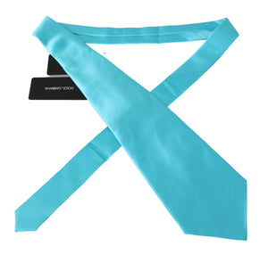 Light Blue Wide Mens Necktie Accessory 100% Silk Tie
