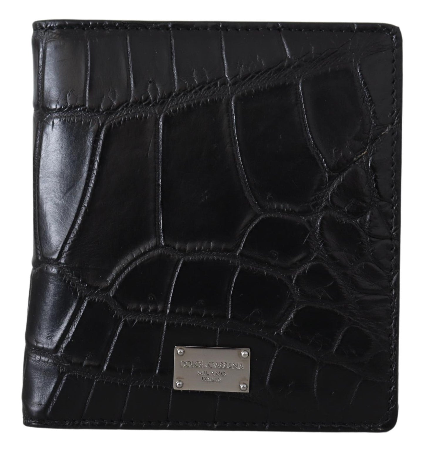 Black Bifold Card Holder Exotic Leather Wallet