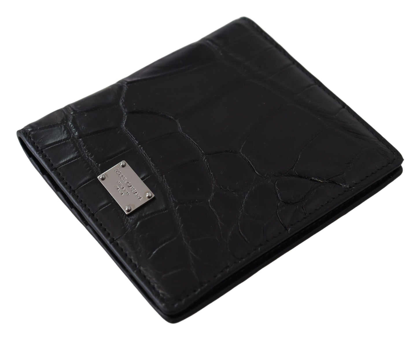 Black Bifold Card Holder Exotic Leather Wallet
