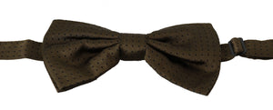 Brown Polka Dots Silk Adjustable Neck Papillon Men Bow Tie