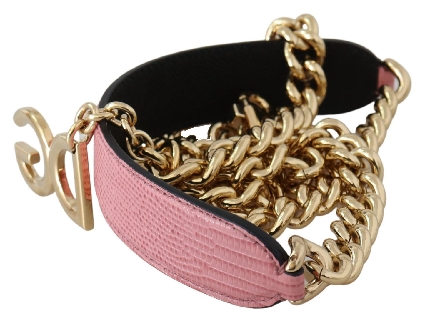 Pink Leather Gold Chain Accessory Shoulder Strap