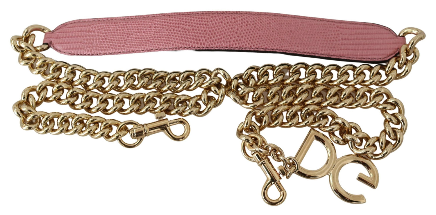 Pink Leather Gold Chain Accessory Shoulder Strap