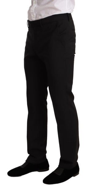 Black Striped Slim Fit 2 Piece Set Suit
