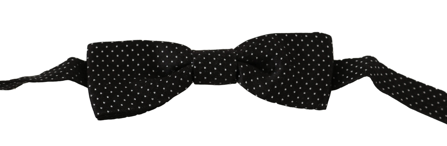 Black Polka Dots Silk Adjustable Neck Papillon Men Bow Tie