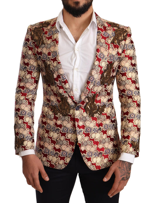 Gold Red Floral Embroidery MARTINI Blazer
