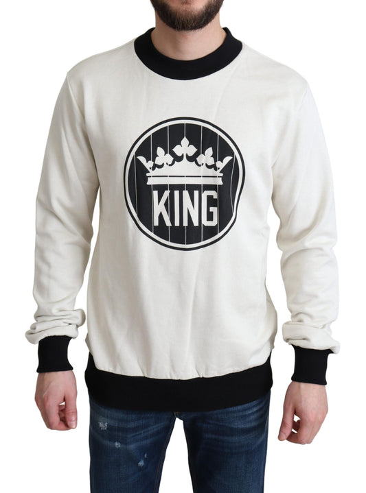 White Crown King Cotton Pullover  Sweater