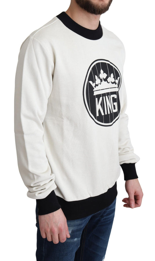 White Crown King Cotton Pullover  Sweater