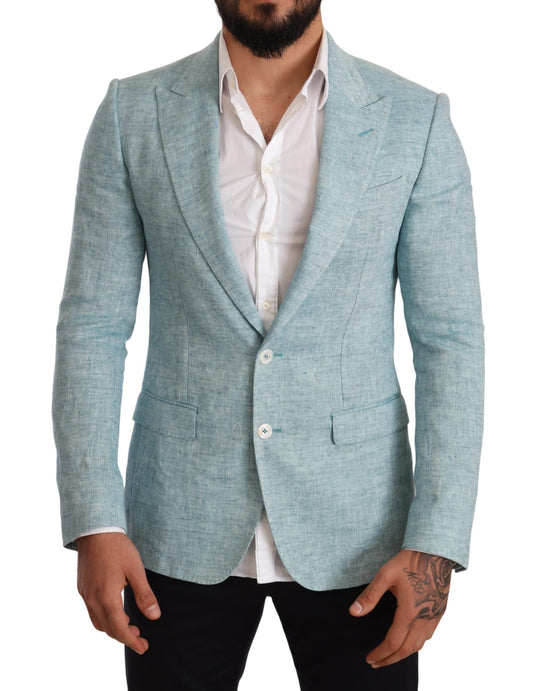 Blue Slim Fit Linen Coat TAORMINA Blazer