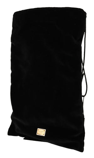 Black Velvet Holder Logo Plaque Women Pouch Bag