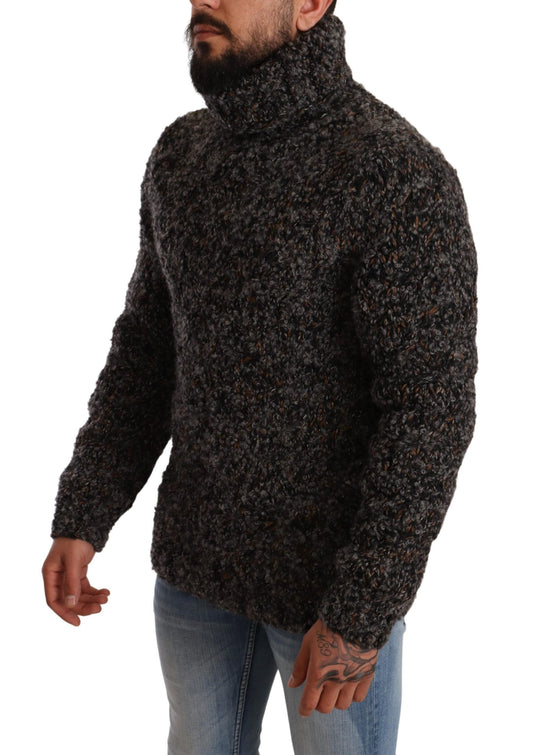 Gray Wool Blend Turtleneck Pullover Sweater