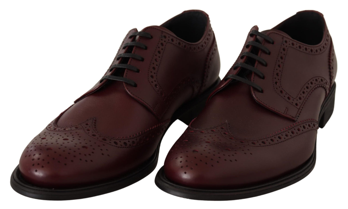 Bordeaux Leather Oxford Wingtip Formal Shoes