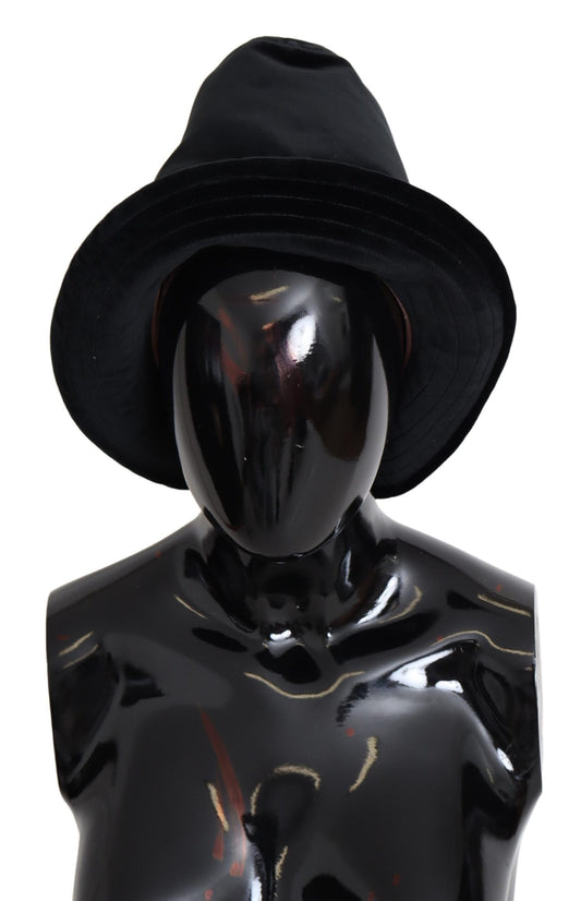 Black Wide Brimmed Velvet Bucket Capello Hat