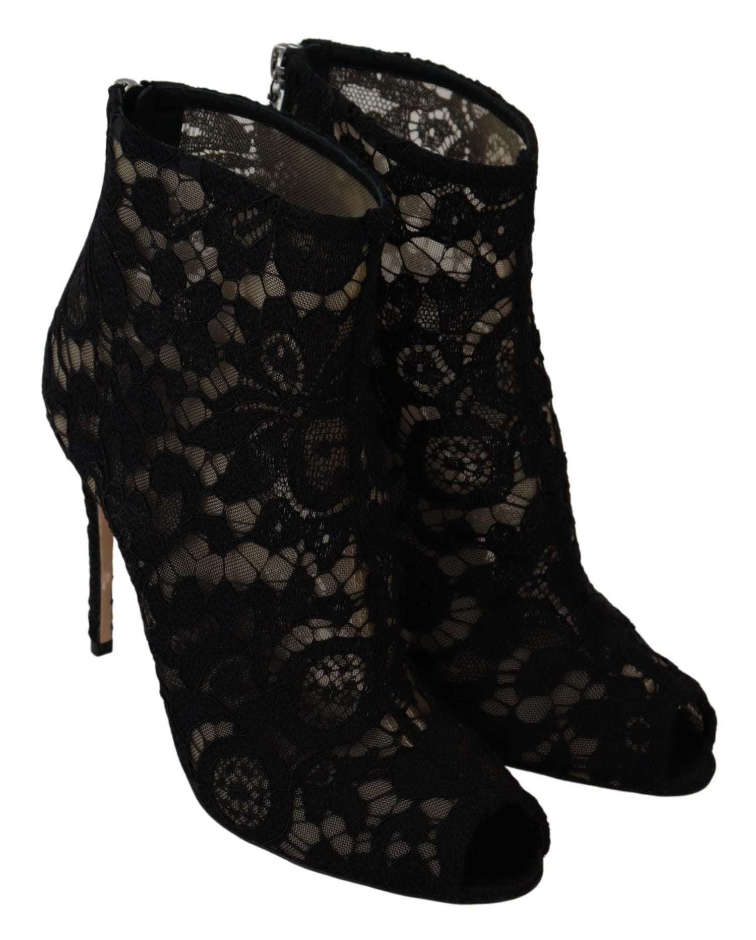 Black Taormina Lace Booties Stilettos Shoes