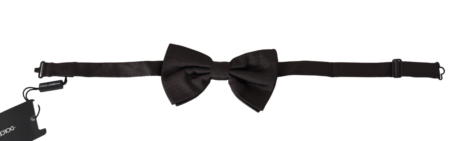 Brown Dotted Silk Adjustable Neck Papillon Bow Tie
