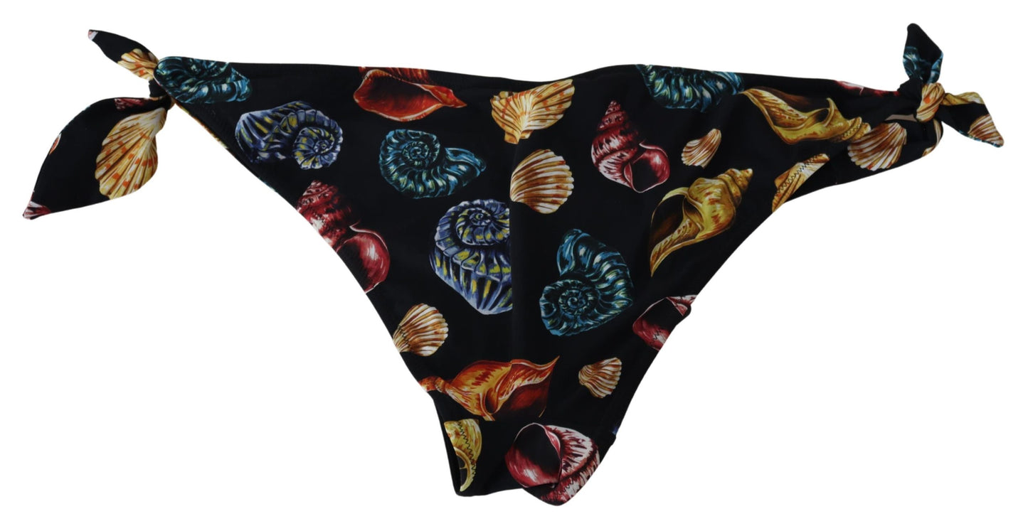 Black Seashells Swimwear Beachwear Bikini Bottom