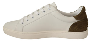White Suede Leather Mens Low Tops Sneakers