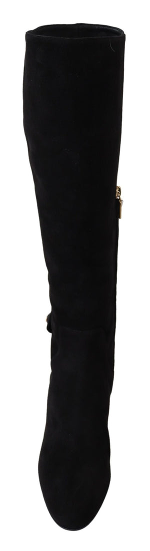 Black Leather Suede Vally Boots Shoes