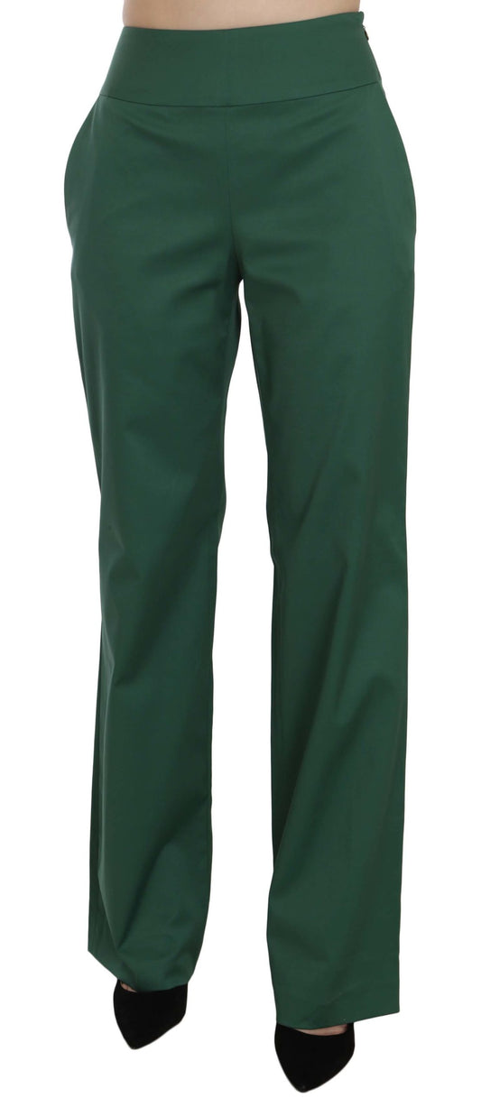 Green High Waist Straight Formal Trousers Pants