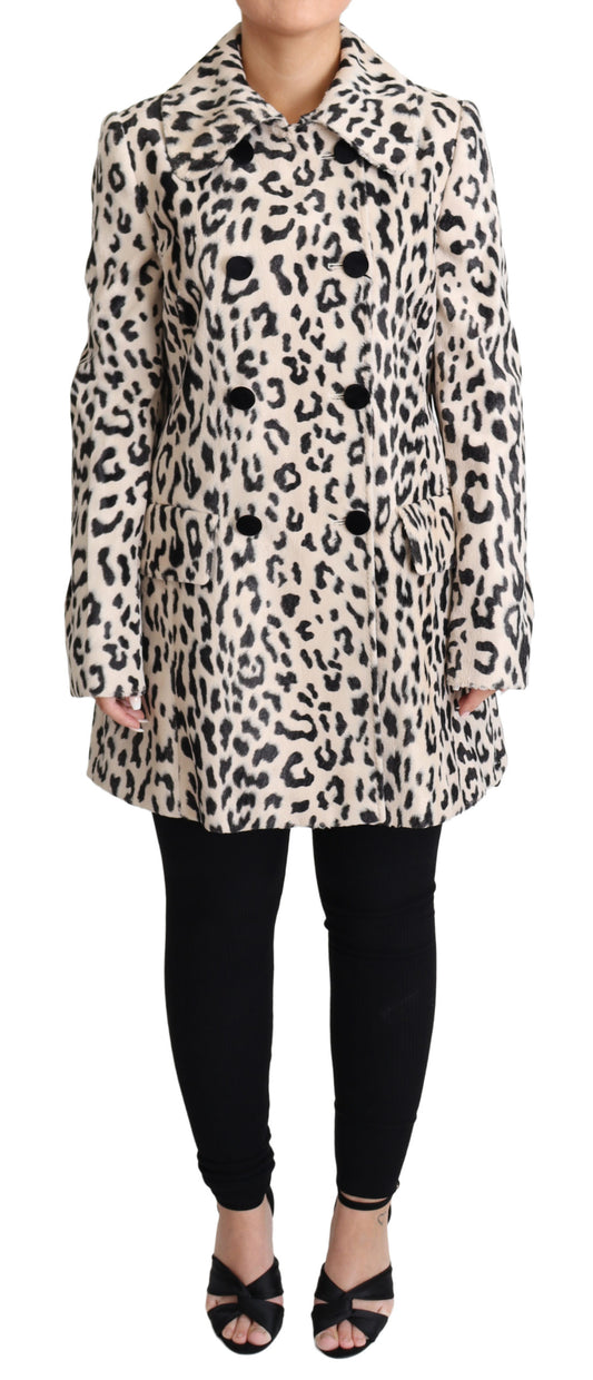 White Black Faux Fur Coat Leopard Print Jacket