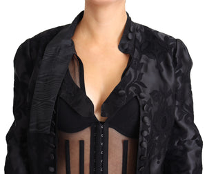 Black Lace Sheer Corset Organza Silk Jacket