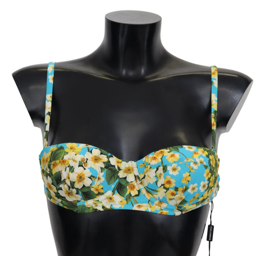 Light Blue Floral Swimsuit Beachwear Bikini Tops