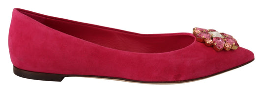 Pink Suede Crystals Loafers Flats Shoes