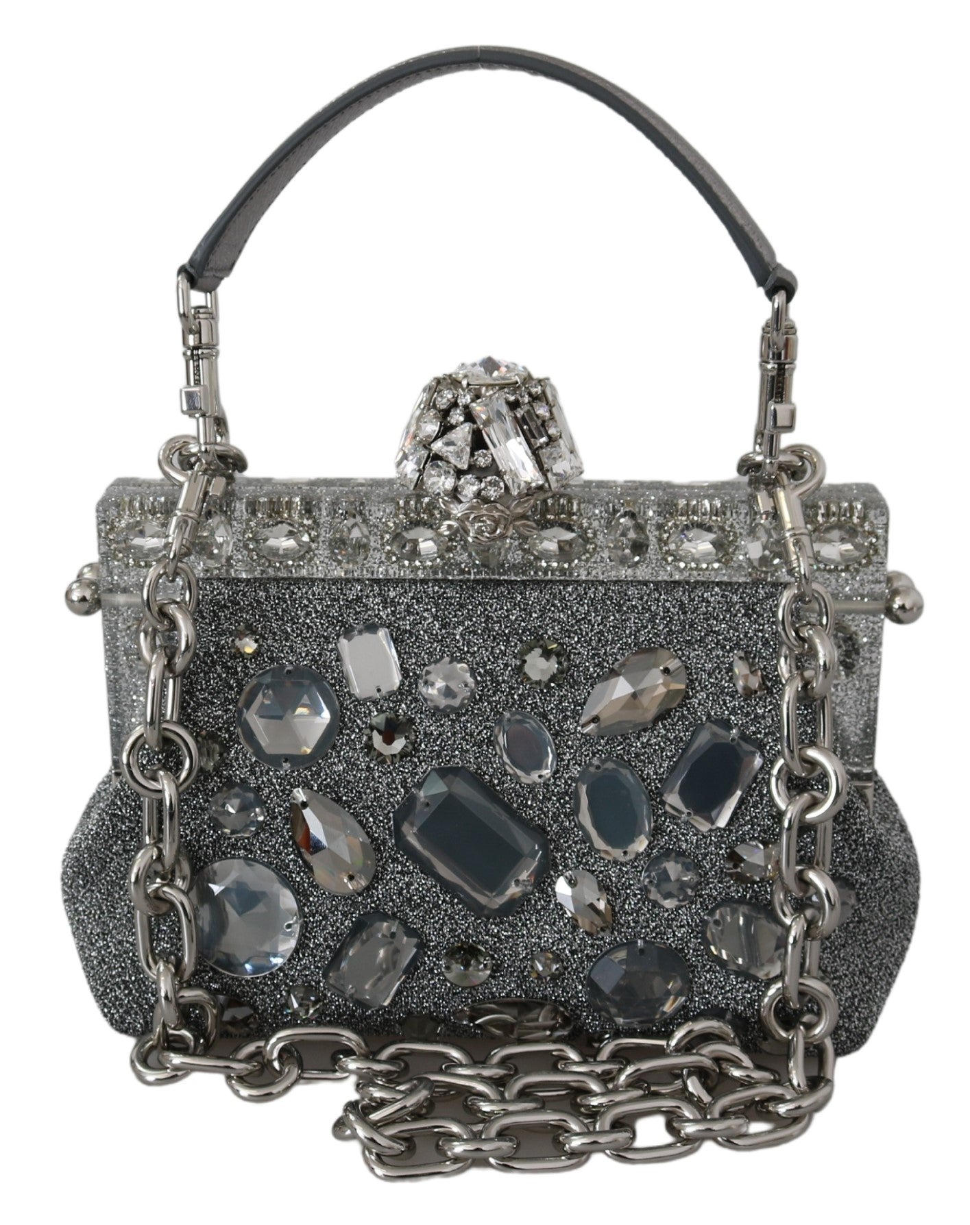 Silver VANDA Crystal Clutch Handbag Shoulder Purse