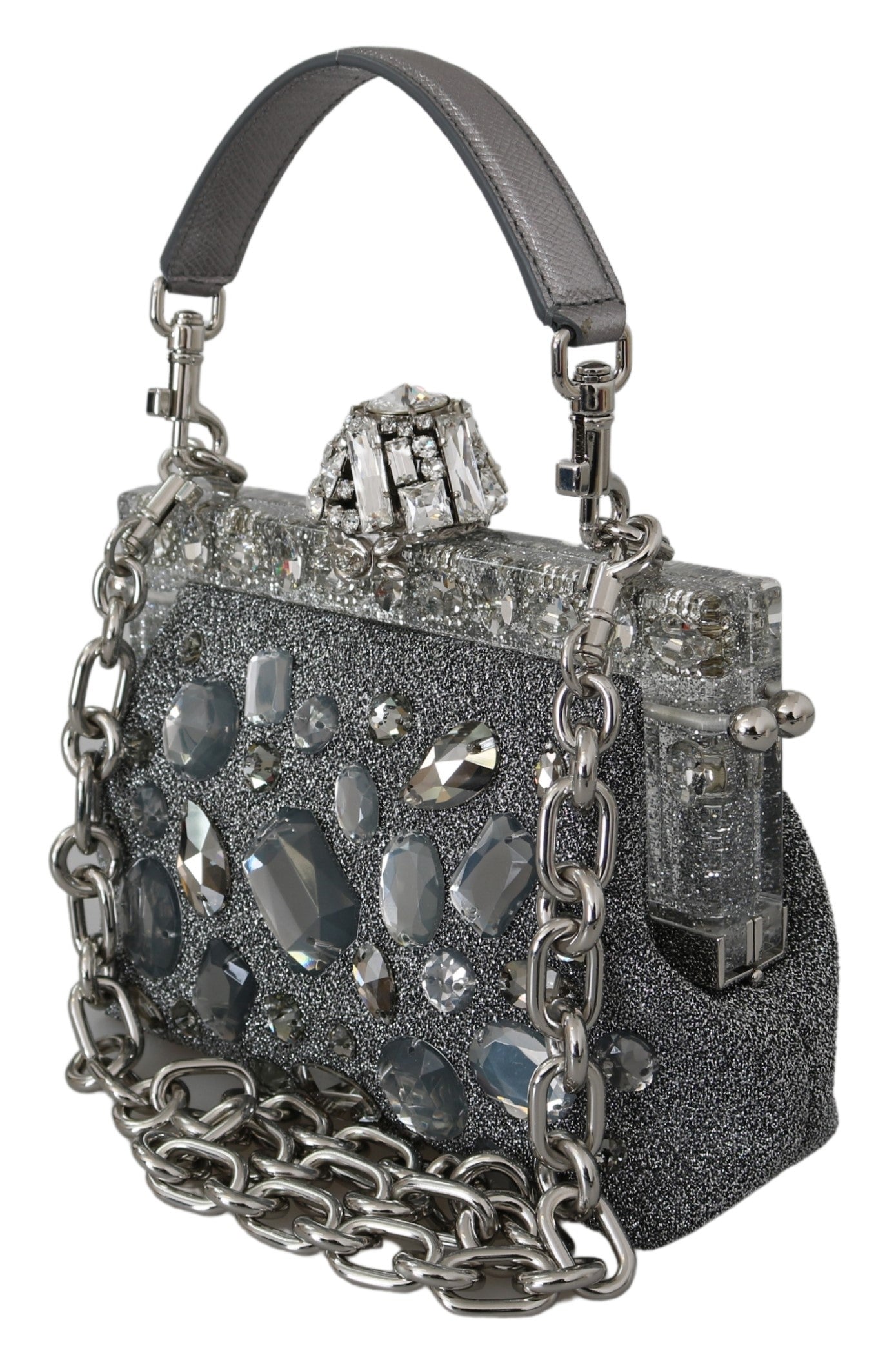 Silver VANDA Crystal Clutch Handbag Shoulder Purse