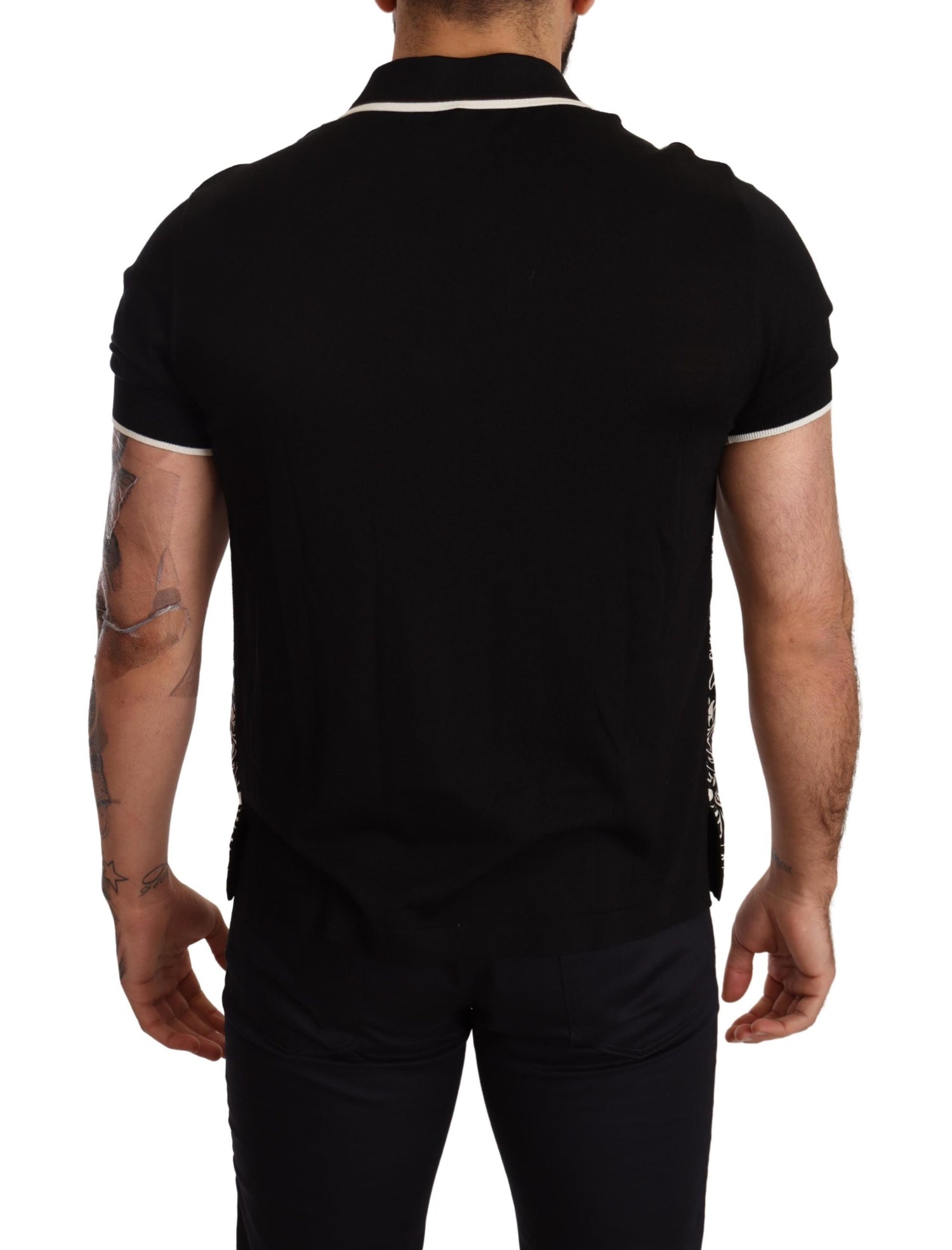 Black Silk Bandana Crown Polo T-shirt