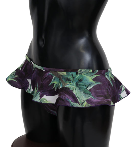 Green Eggplant Print Swimwear Beachwear Bikini Bottom