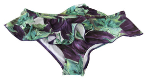 Green Eggplant Print Swimwear Beachwear Bikini Bottom