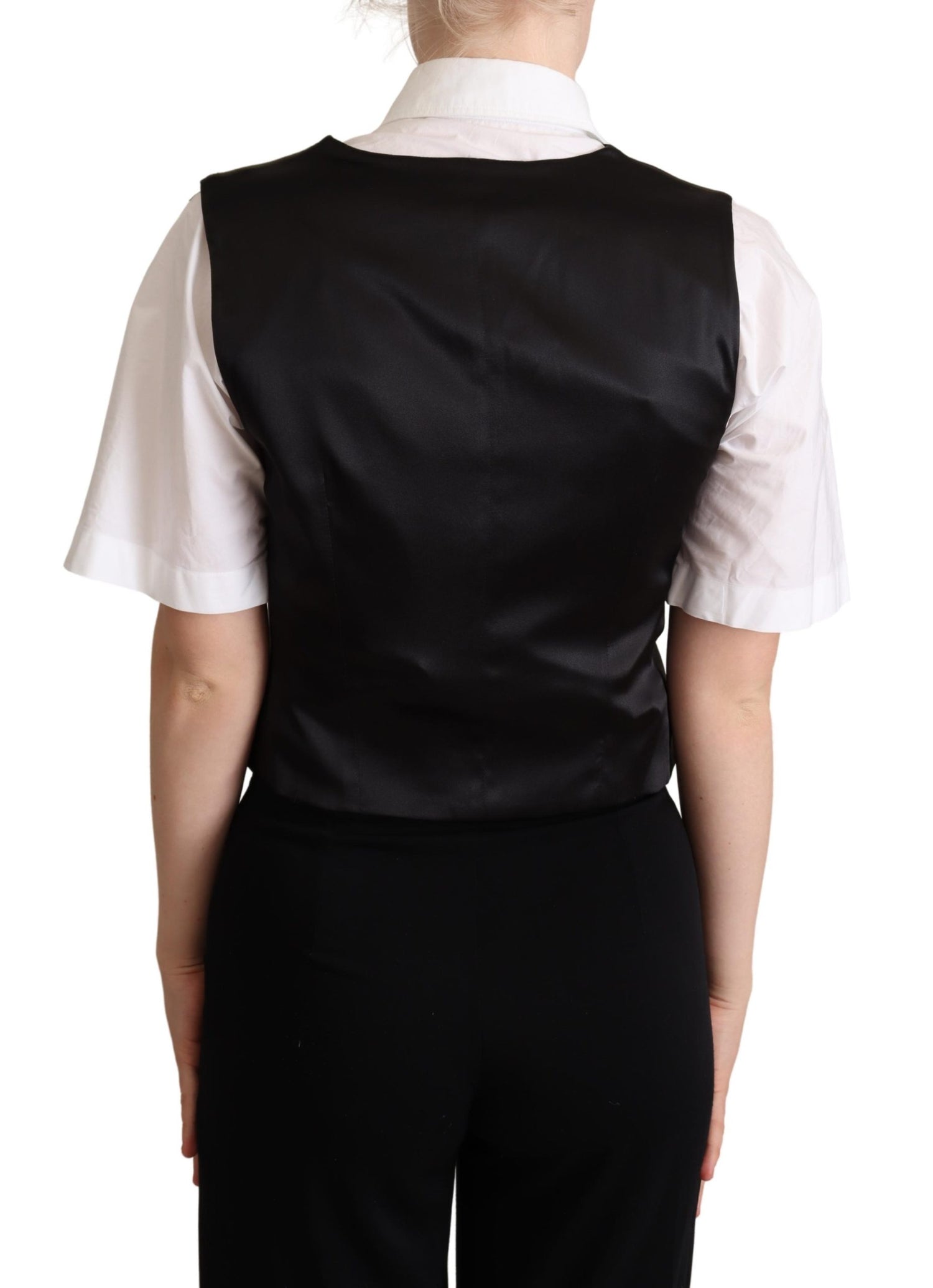 Black Silk Sleeveless Waistcoat Vest