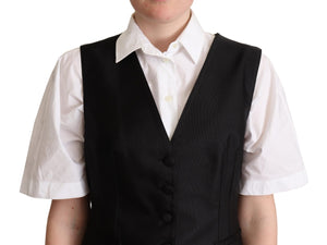 Black Silk Sleeveless Waistcoat Vest