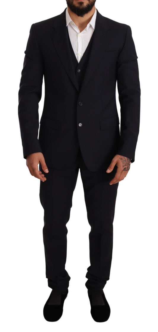 Blue Wool Slim Fit 3 Piece Set MARTINI Suit