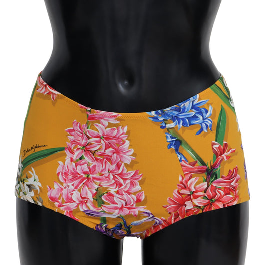 Orange Floral Print Swimwear Beachwear Bikini Bottom