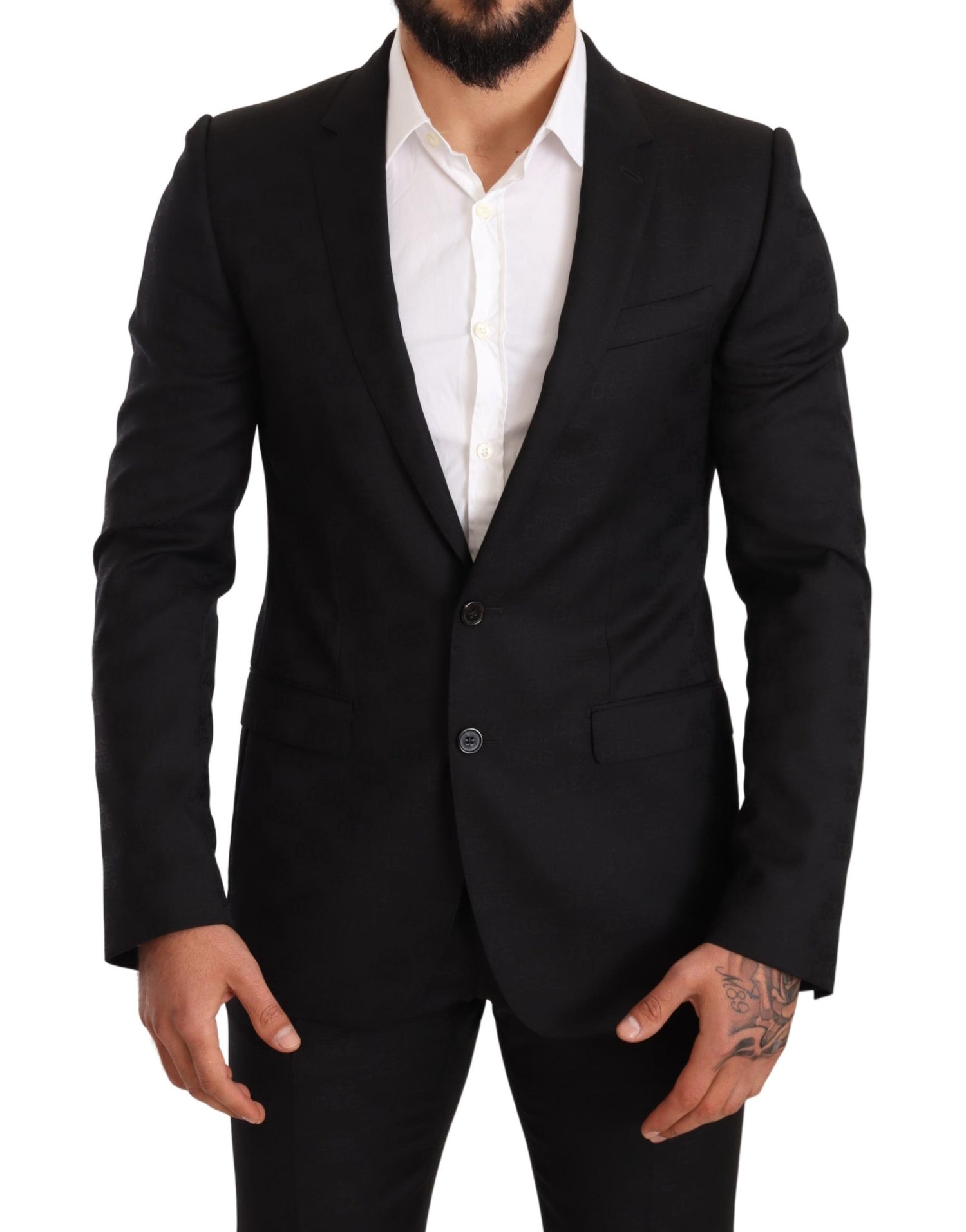Black Logo Wool Slim Fit 2 Piece MARTINI Suit