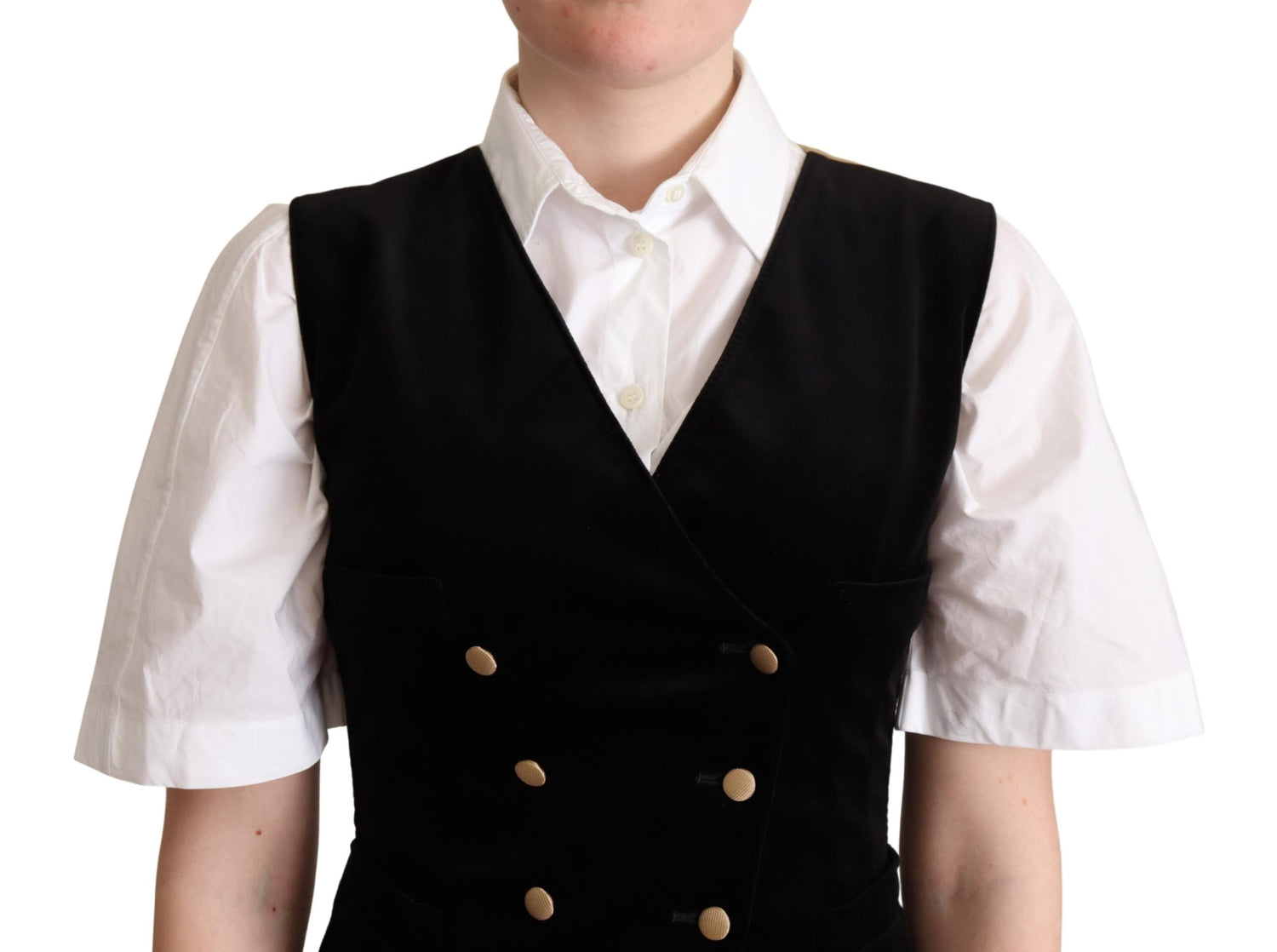 Black Beige Velvet Waistcoat Vest