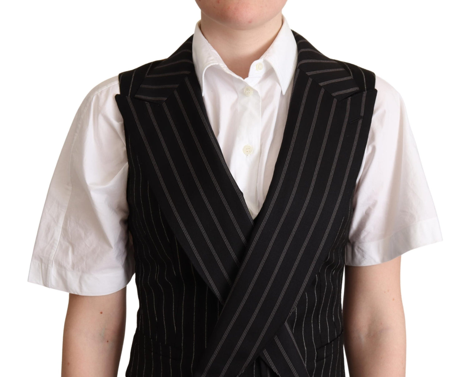 Black Striped Leopard Print Waistcoat Vest Top