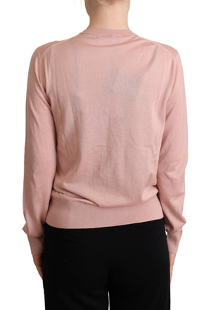 Pink Cashmere Silk Buttons Cardigan Sweater