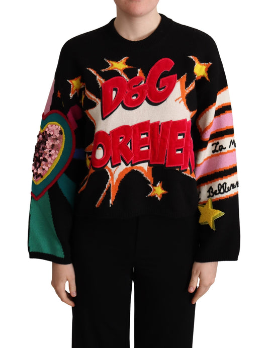 Black Cashmere D&G FOREVER Sequined Sweater