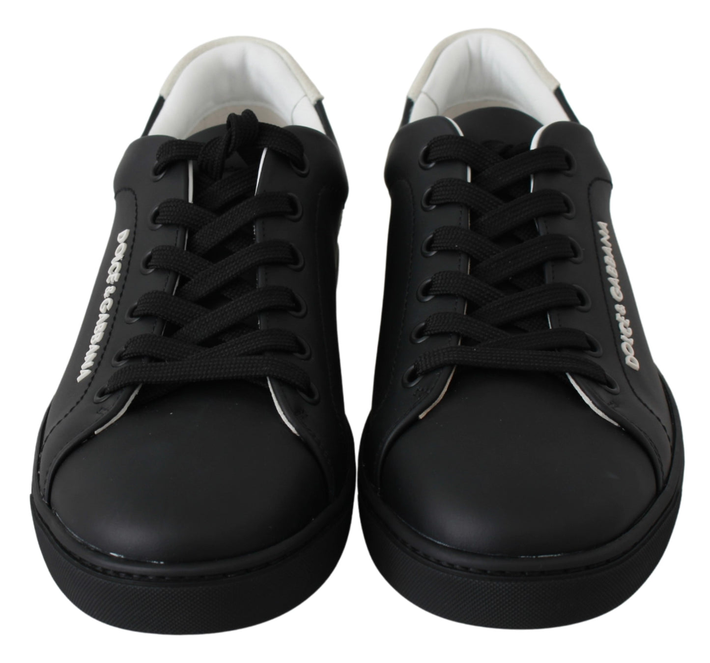 Black Leather Low Top Sneakers Shoes
