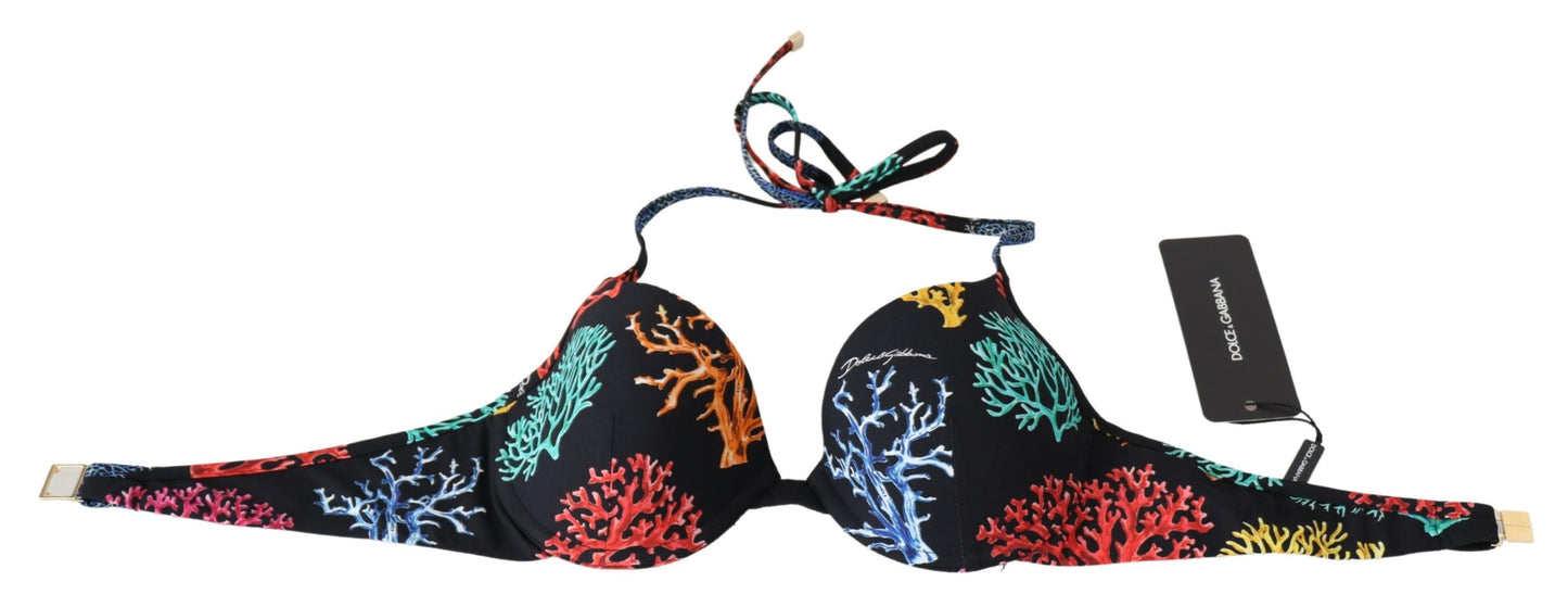 Black Corals Print Women Beachwear Bikini Tops