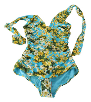 Blue Floral One Piece Swimwear Swimsuit Bikini