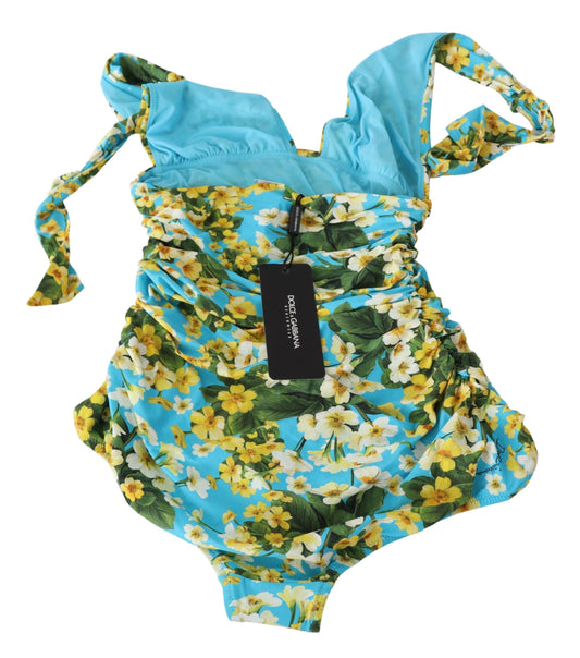 Blue Floral One Piece Swimwear Swimsuit Bikini