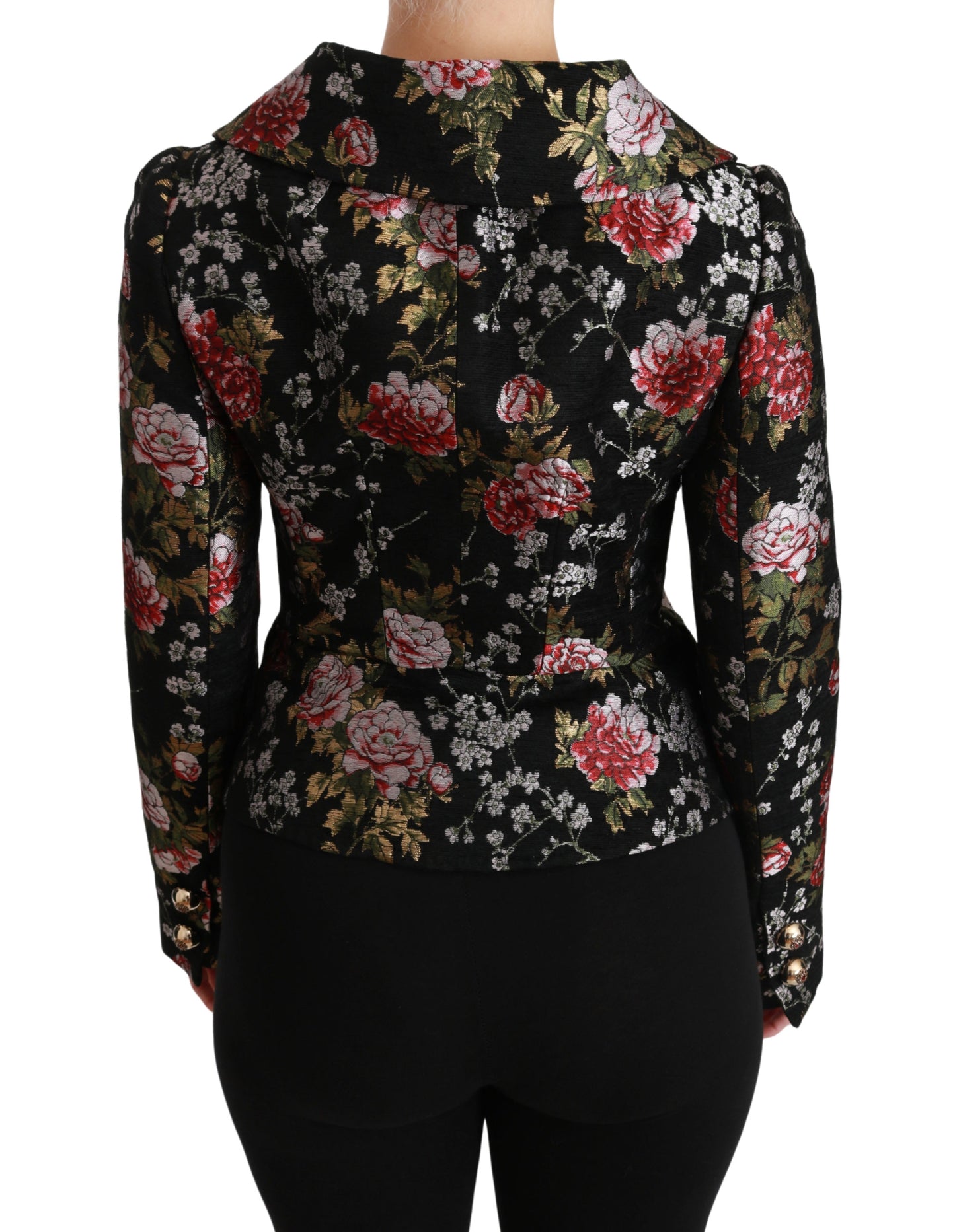 Black Floral Brocade Coat Blazer Jacket