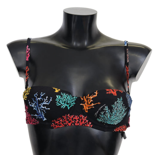 Black Corals Print Swimsuit Beachwear Bikini Tops