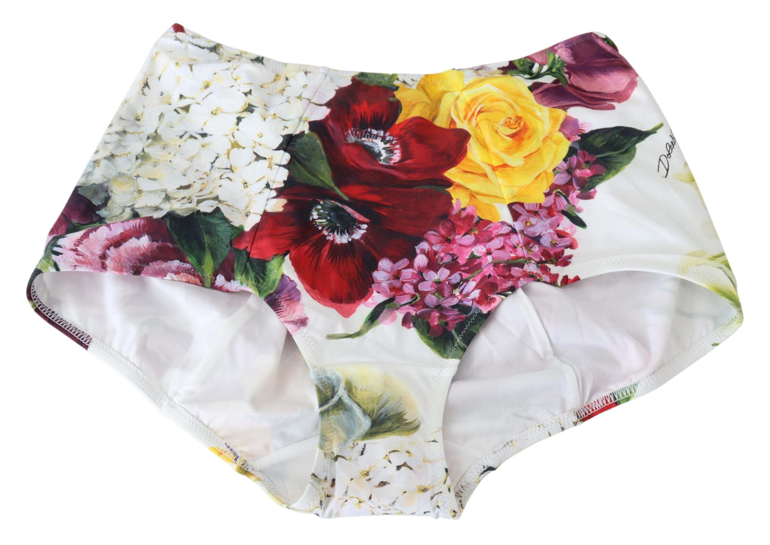 White Floral Print Swimwear Beachwear Bikini Bottom