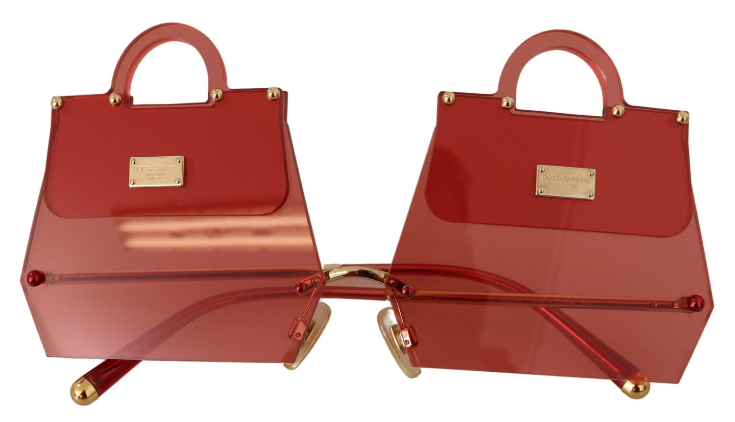 Transparent Red Gold Metal SICILY BAG Transparent Sunglasses