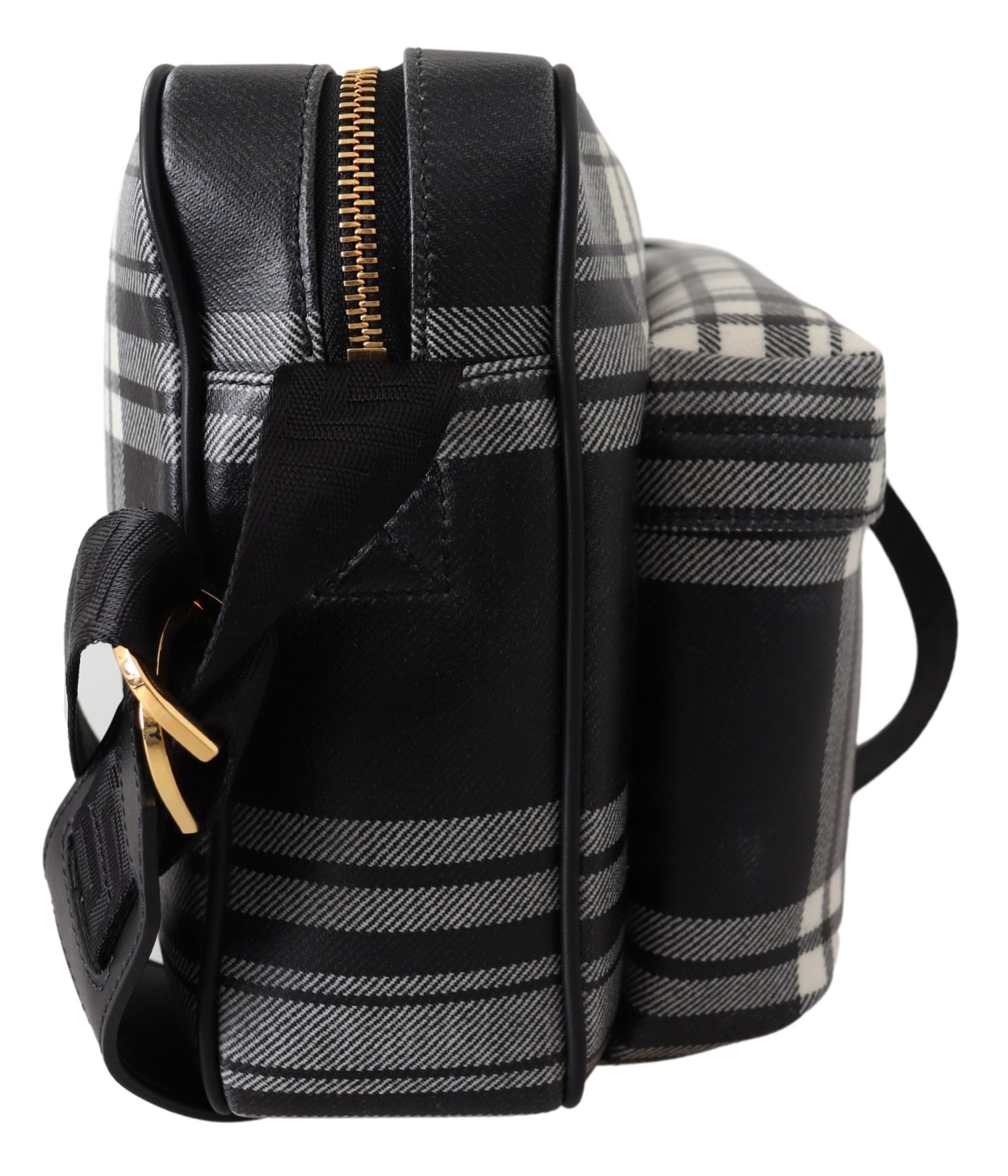Grey Fabric & Leather Crossbody Bag