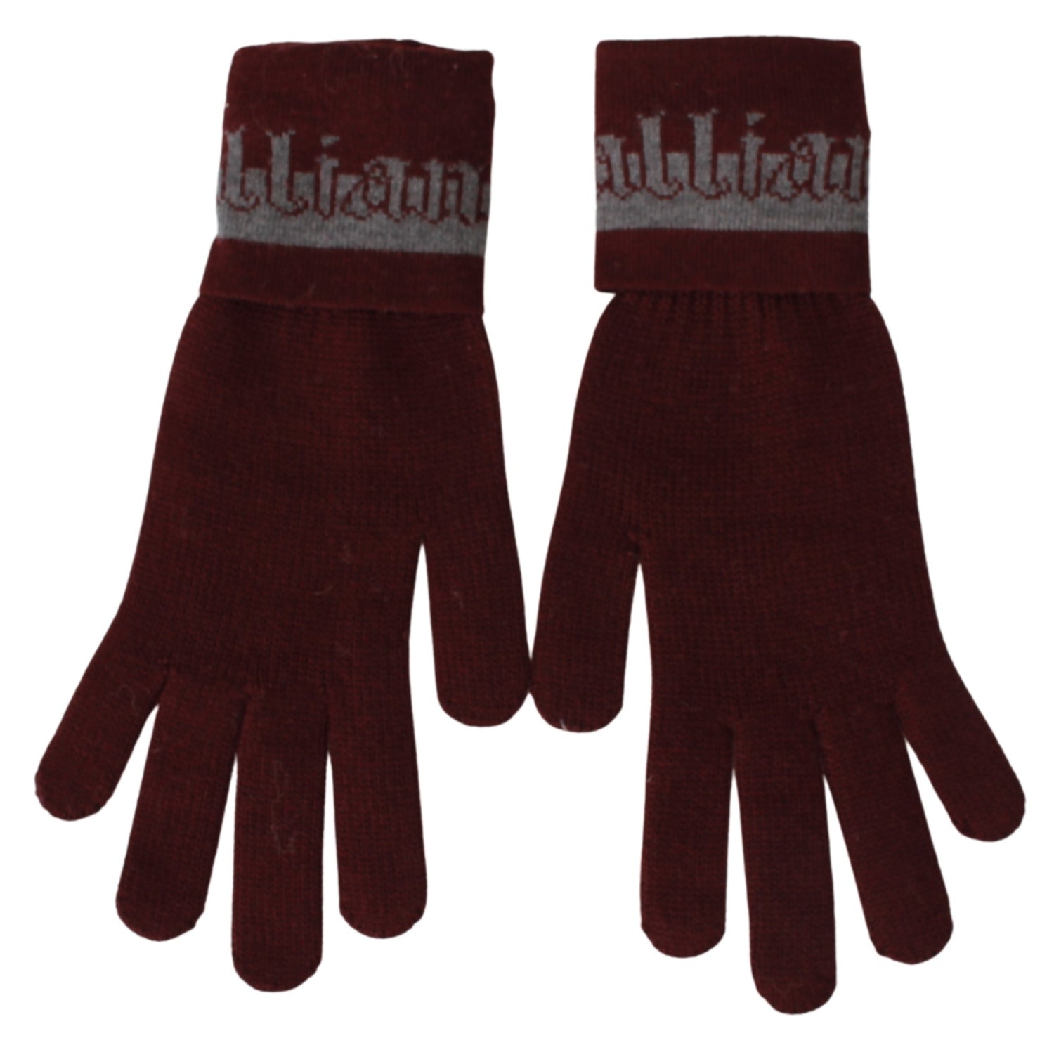 Maroon Elastic Wrist Length Mitten Designer Logo Gloves
